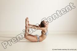 Swimsuit Gymnastic poses Woman White Moving poses Slim long brown Dynamic poses Academic